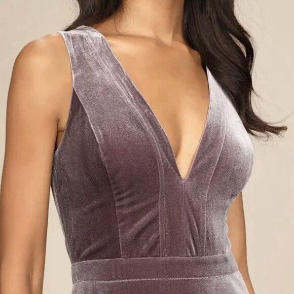 NWT Lulus Velvet Maxi Dress Evening Gown Formal Party Sleeveless M Dusty Purple - Picture 4 of 12